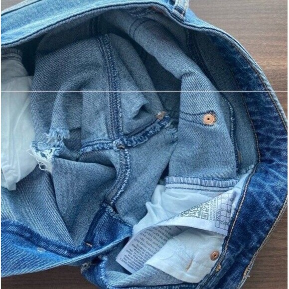 Guess Ultra High Waist Distressed Denim Blue Shorts 28 Distressed With Stretch - Picture 5 of 13